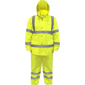 Safety Rain Set/Jacket High Visibility Yellow Black JK-03 / Pants Lime ANSI 150D PANTS-03