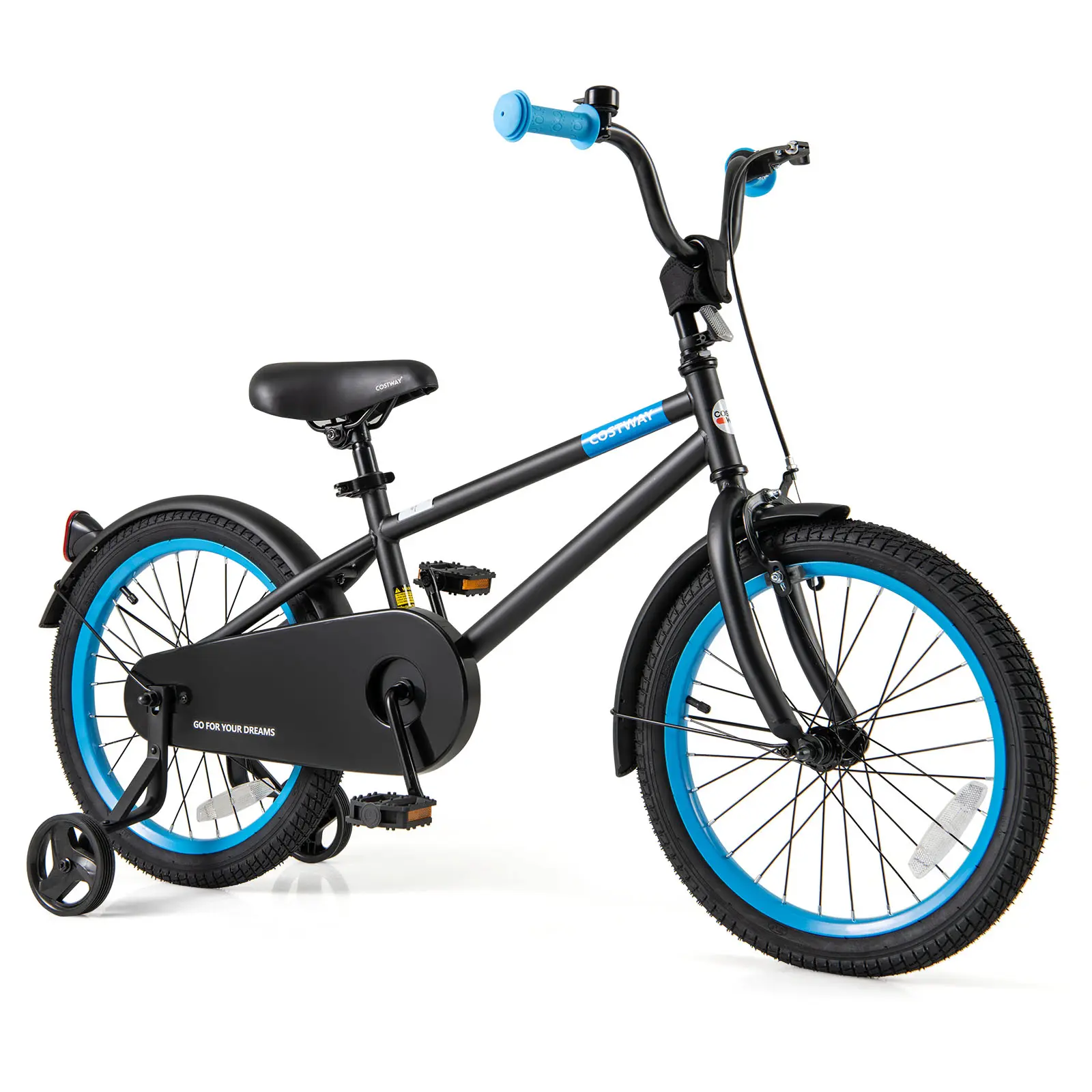 COSTWAY - Kids Bike with Adjustable Handlebar and Saddle Black-18 Inches COSTWAY - Kids Bike with Adjustable Handlebar and Saddle Black-18 Inches