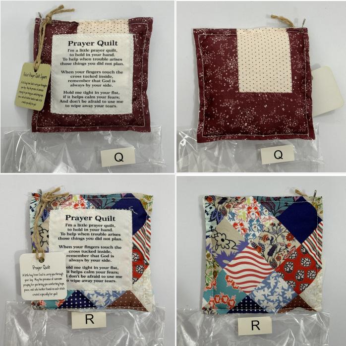 Vintage Prayer Blanket Square with Cross Inside, Mini Handmade Quilt, Religious Quilt, Colorful Stitched Blessing Poem Throw, Home Decor Gift Idea, Pocket Prayer Quilt #GLOBAL PICKS