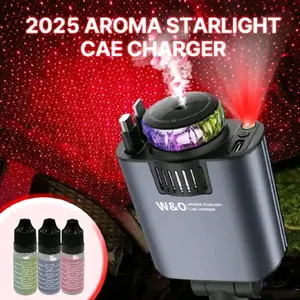 W&O 5-in-1 Smart Car Charger with Car Air Aromatherapy Diffuser-Free, Plant Extract Formula for Mothers and Youngsters, Vehicle & Travel, Features Intelligent Sensing & Atmosphere Lighting, Car Air Freshener Starlight Headliner Car Charger