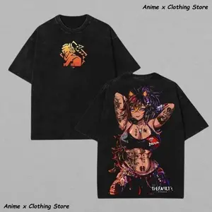 Dehya Genshin Impact Graphic T-Shirt - Vintage Washed Streetwear Aesthetic Oversized Tee - Flame-Mane Tattoo Design Anime Apparel for Men & Women - Premium Heavyweight Cotton Retro Urban Style Top - Unisex Harajuku Fashion Merch - Edgy Graphic Shirt