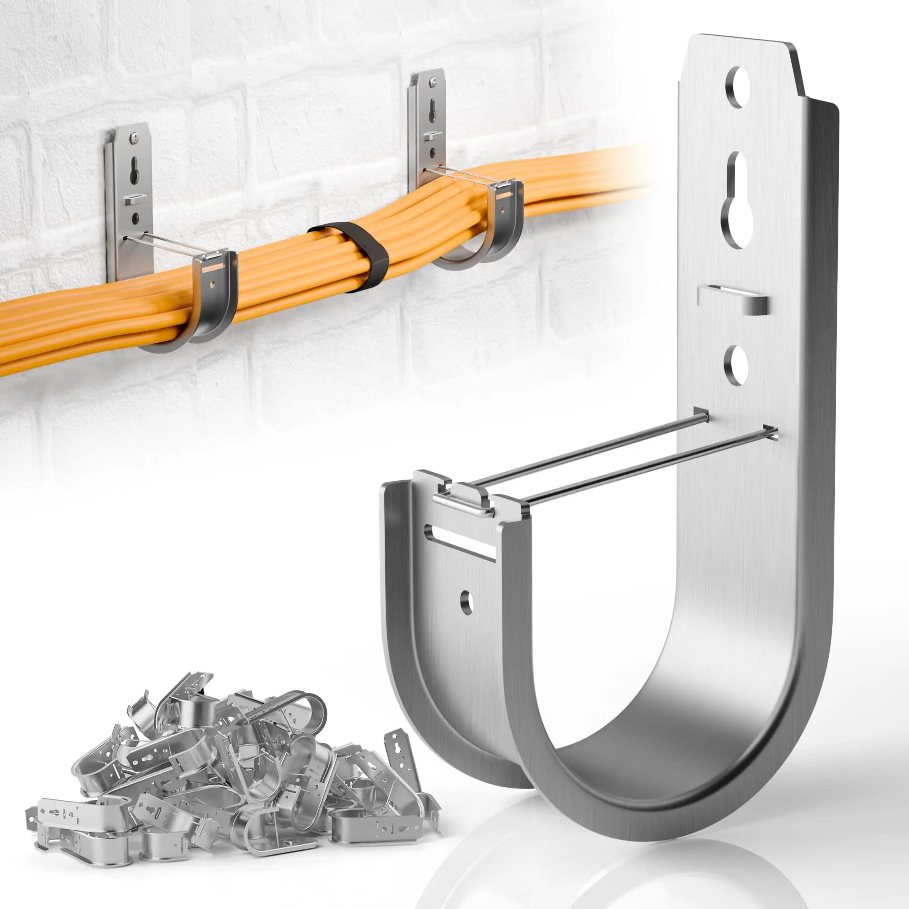 30 Pack Wall Mount J Hook With Retainer Clip Galvanized Steel Hooks For Cable Management J-hook Hanging & Wire Support Ceiling To Ceilings Beams - 2 Inch