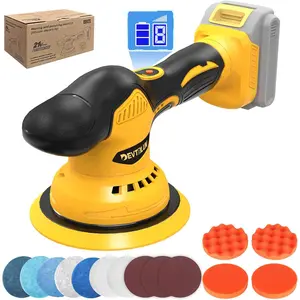 Car Buffer Polisher Kit for 20V Battery(NO Battery),6 In Brushless Dual Action Polishing Machine , 8 Variable Speed 5500RPM, Orbital Polisher for Car Detailing,14Pcs Accessories