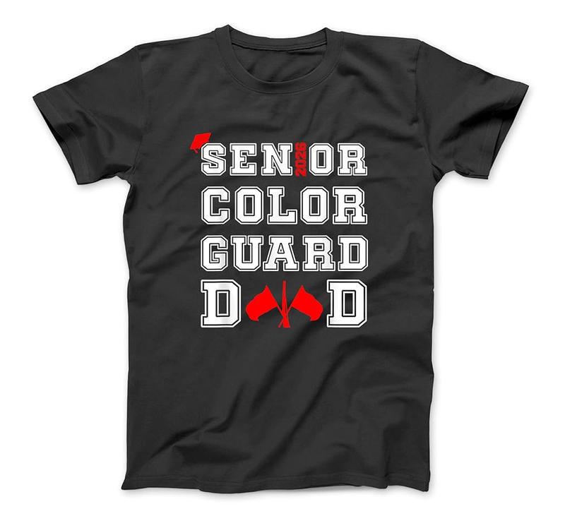 Senior 2026 Color Guard Dad Marching Band Senior Night Red T-Shirt