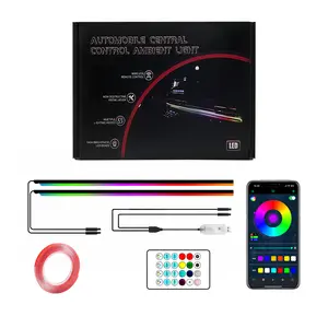 Upgraded 2-in-1 RGB Dashboard Ambient Lights | 16M Colors Music Sync Interior Car Lights, App+Remote Control, USB Powered, Peel & Stick Install, Easy Car Decor