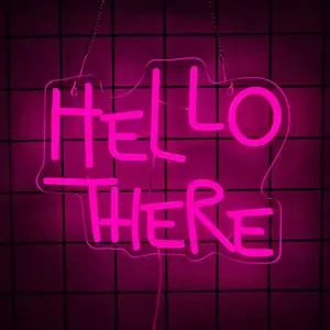 Hello Neon Wall Decor, Hell Is Here Catwoman Neon Sign, Customizable Pink Neon Letters, Perfect for Man Caves, Bedrooms, Bars, and Pub Decor
