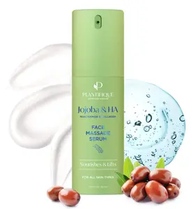 PLANTIFIQUE Jojoba Oil & Hyaluronic Acid Face Serum for Gua Sha Massage with Vitamin C, E Niacinamide, Anti-Aging Serum, Skin Moisturizer - Korean Skincare - Kbeauty - Korean Serum