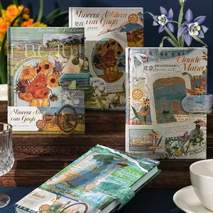 Vintage Oil Painting Magnetic Notebook – Van Gogh & Monet Classic Art Journal, 80Sheets/160 Pages Color Inner Paper, Magnetic Closure, A5 Hardcover Writing Diary Gift for Artists & Students Art Sketchbook