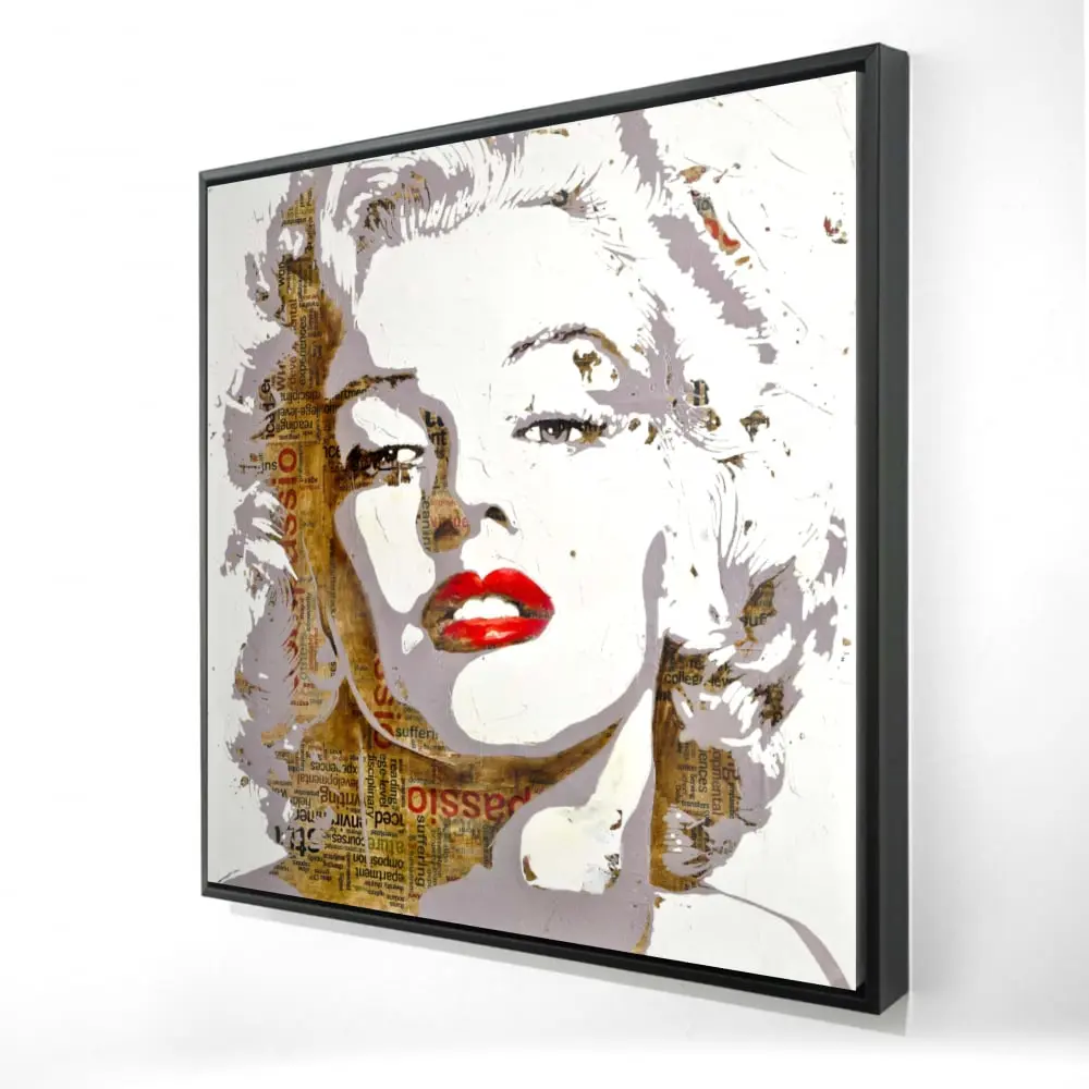 Begin Home Decor 2081-2424-FI2 24 x 24 in. Marilyn Monroe Typography Canvas - Beauty Brown Framed Decor