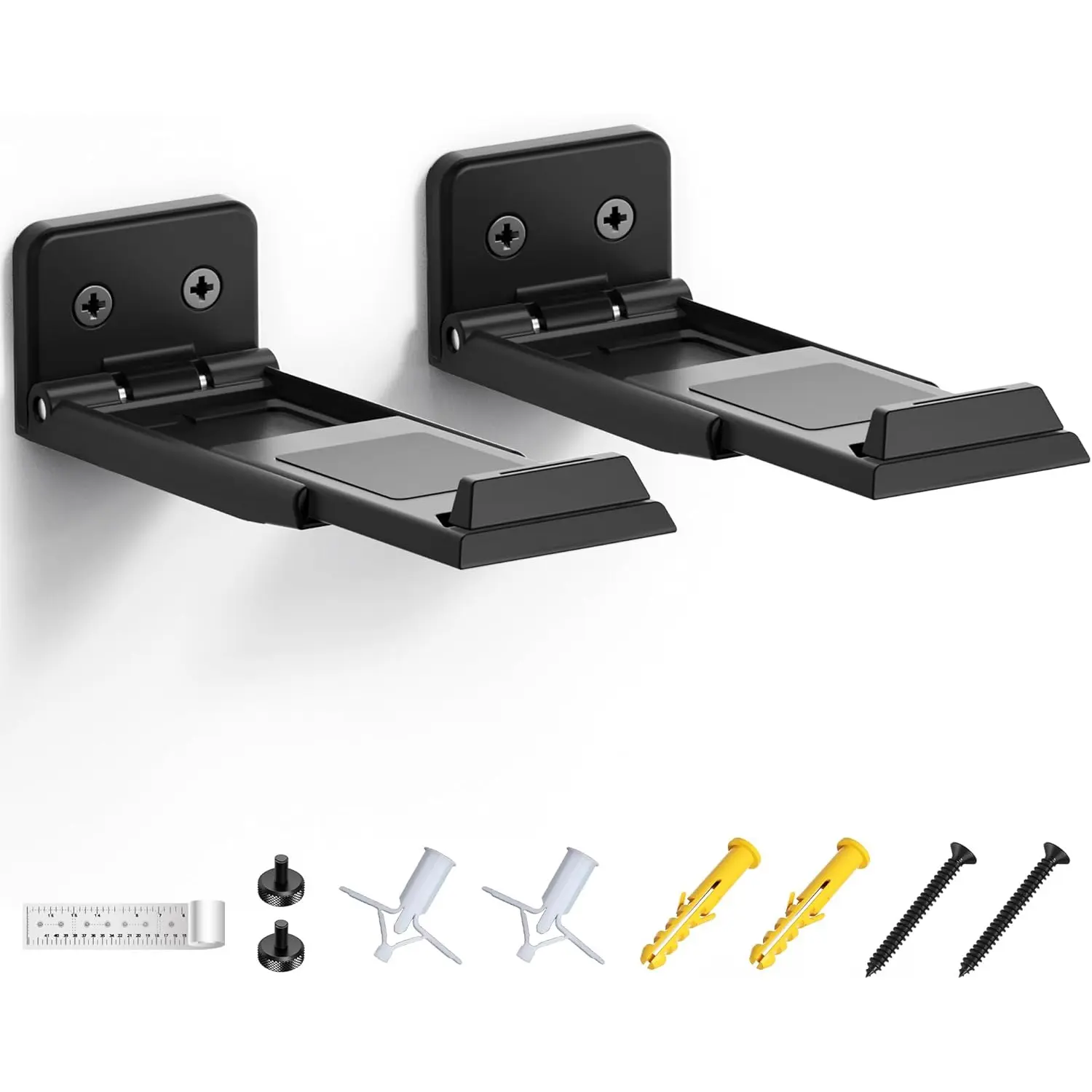 Soundbar Wall Mount Bracket for Samsung, LG, Sony, JBL, Vizio, Sonos and More, Depth Adjustable 3.5"-6.1", Soundbar Shelf Under TV, Black