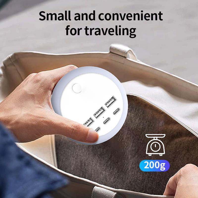 6 Port USB Power strip (3USB-A+3USB-C) | 8 Night Light Modes, USB Power strip with 1.2m/3.94ft Ultra-Thin Extension Cord - Perfect for Travel, Home, Office, and Business Use