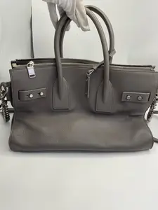 Pre-owned Yves Saint Laurent YSL (Saint Laurent) Sacdejour Handbag and Crossbody Bag Elephant Gray Calfskin Leather 97% New