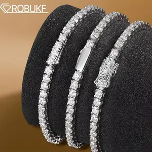 3mm 4mm Moissanite Tennis Bracelets for Women Men Sparkling Diamond GRA S925 Silver Plated White Gold Bracelet Wedding Jewelry