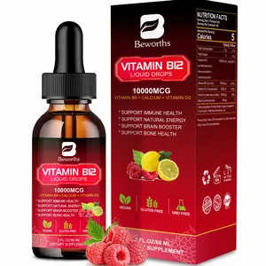 Vitamin B12 Liquid Drops 10000MCG with Vitamin B9, Calcium & D3 | Support Immune Health, Energy & Brain Function | Vegan, Gluten-Free, Non-GMO | 2 Fl Oz (60 ml)