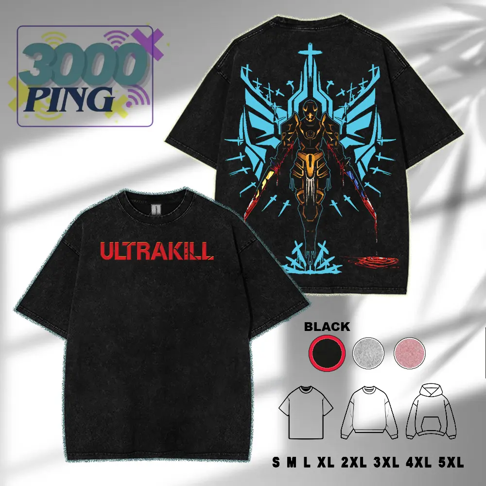 Ultrakill Video v4 Game Washed T-Shirt, Sweater, Hoodie , Indie FPS Game Shirt, Gift For Game Fan, Streetwear Clothes