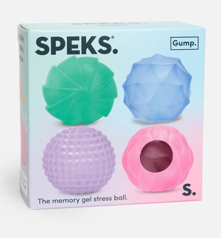 SPEKS Gump Mini Surface Stress Balls – 4-Pack Textured Memory Gel Fidget Set