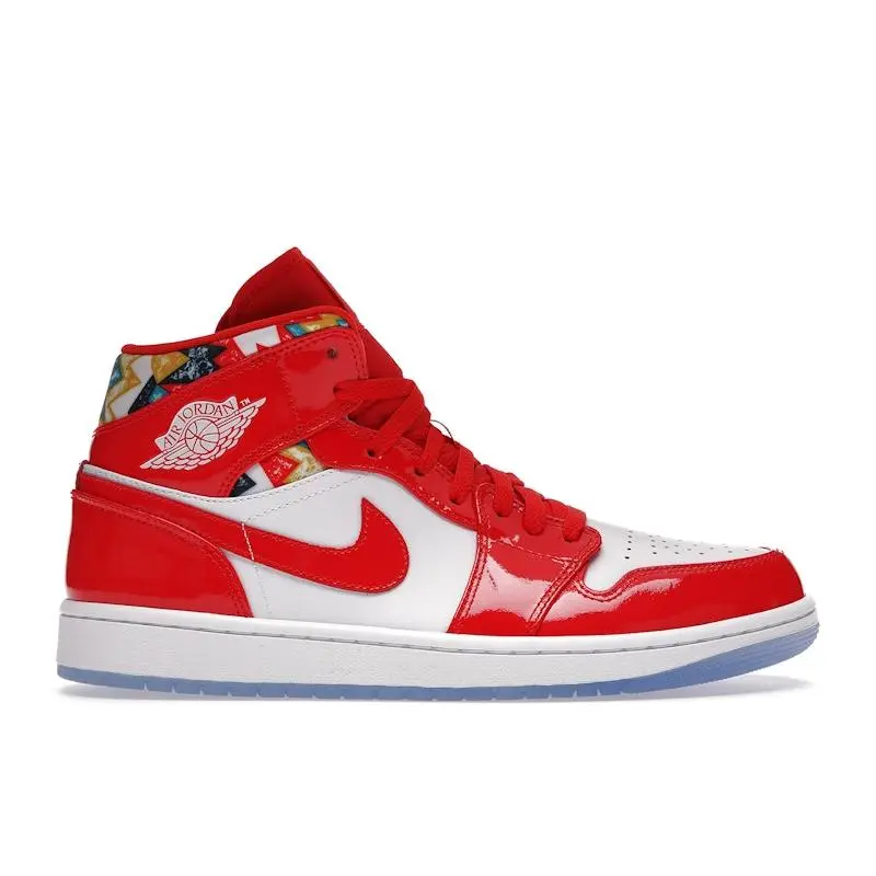 Jordan Men's 1 Mid Barcelona Sweater Red Patent, from StockX