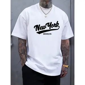 Men's New York Brooklyn print Graphic T-Shirt - 100% Cotton Short Sleeve Crew Neck Regular Fit Casual Wear |   Soft & Breathable Fabric, Durable Print, Everyday Comfort, Machine Washable, casual urban fashion streetwear lifestyle