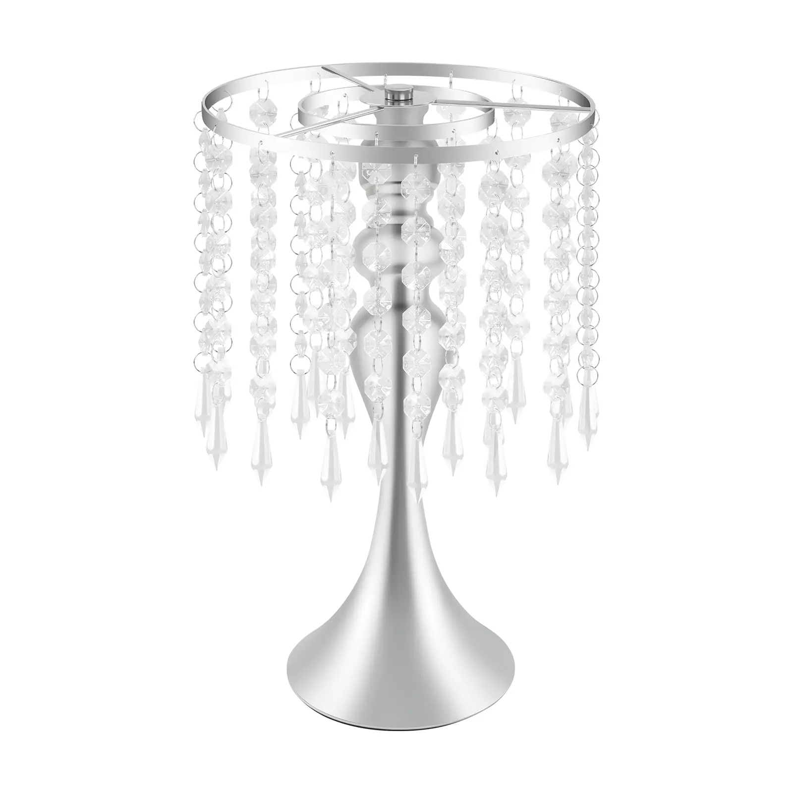 10-Piece Round Desktop Flower Stands, Modern Silver Electroplated Iron & Acrylic, 3-Point Support, Affordable Luxury Display Stands for Wedding Celebrations, Home Floral Decor