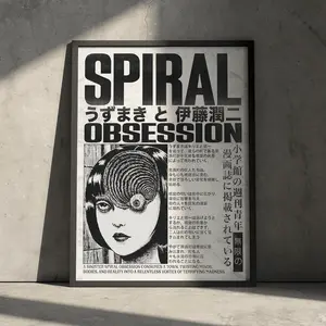 Junji Ito Uzumaki Manga Poster Print Anime Vintage Retro Artwork Wall Hanging Home Decor Gift For Anime Fan Minimalist A Poster Chill Vibe Poster Print