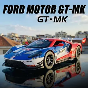 Simulation 1:24 Ford GT-MK Alloy Car Model Pull-back Sound and Light Simulation Miniature Voiture Desktop Decoration Toy Vehicle