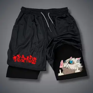 Men’s AE 2-in-1 Athletic Street Style Shorts – Bold Urban Print, Double-Layer Design, Quick-Dry Mesh for Running, Training & Beachwear