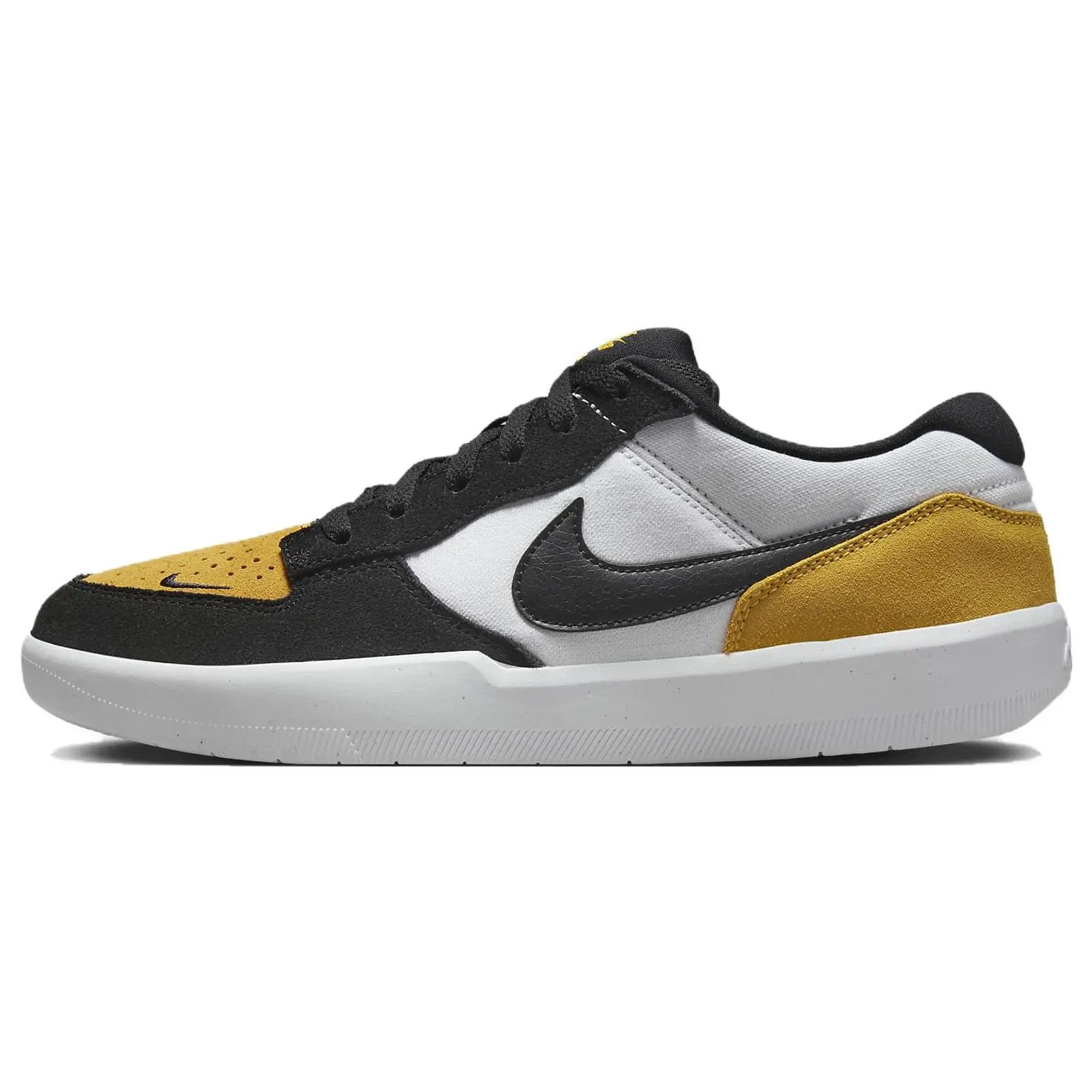 Nike SB Force 58 Yellow Toe Skate Shoes Unisex Black White DV5477-700