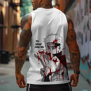 Anime 90s Graphic Sleeveless Tank Tops Men Vest Streetwear Outfits Men Vacation Outfits Sleeveless Shirt