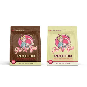 PIN UP GIRL 2lb Whey Protein Isolate Powder Dutch Chocolate & Vanilla 25g Protein Per Serving 90% Isolate Low Calorie Fat Free Keto Paleo Friendly 32 Ounces 2-PACK