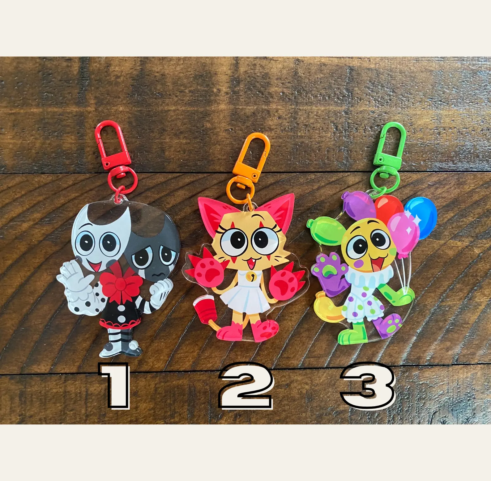 Dandy's World Keychains - Razzle & Dazzle, Connie, Finn, Coal