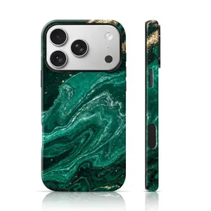 Emerald Gold Marble Design Phone Case 2 in 1 Case for iPhone 17 Pro Max/16 Pro Max /15Pro Max 15/14/13/12 & Samsung S26 /S25Ultra Unique Phone Case