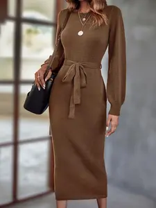 Women's Knitted Dress, Fall Winter Long Skirt, Casual Fashion Versatile Dress, Warm Dress for Pregnant Women, Outdoor Home Daily Wear, Pregnancy Clothes, Maternity Dresses