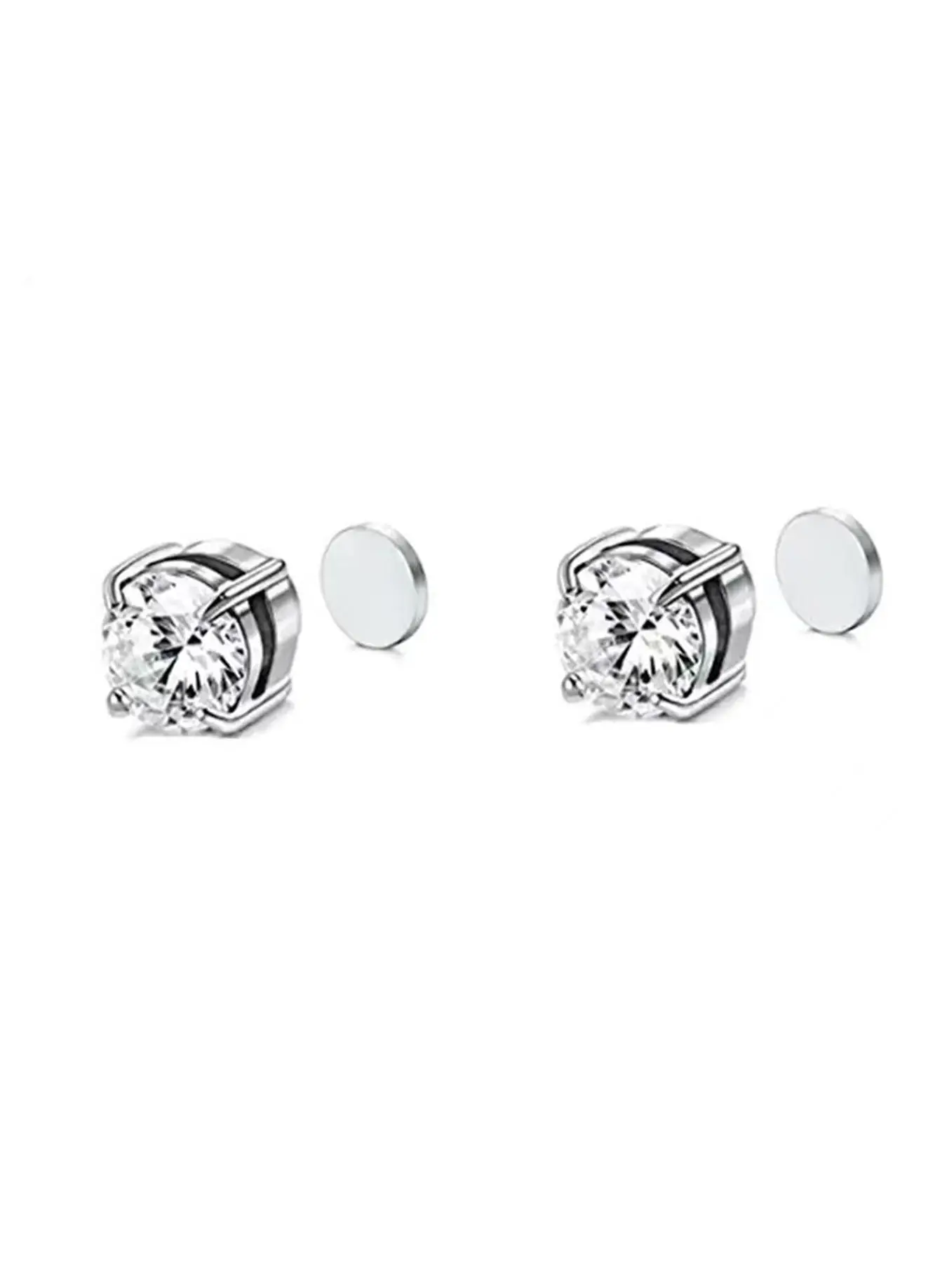 Rhinestone Decorated Stud Earrings, Magnetic Design Stud Earrings, Fashion Accessories For Both Men & Women