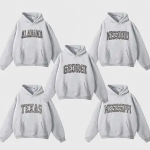 Camo State Name Hoodie – Ash Grey, Custom Your College, State College Varsity Name Pullover Varsity Camouflage State Hoodie, Game Day Outfit, Menswear & Womenswear