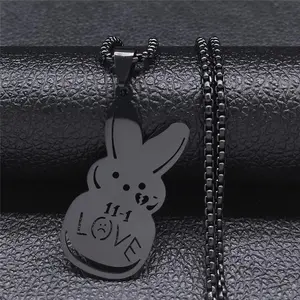 Sad Rabbit-shape Love Pendant - Neutral Stainless Steel Necklace, Cute Animal Theme Jewelry