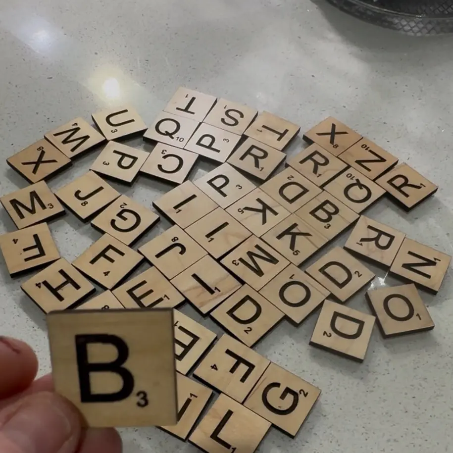 Wooden magnetic refrigerator letter tiles Wooden magnetic refrigerator letter tiles