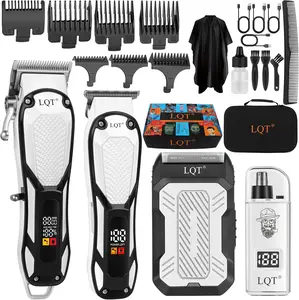 Hair Clippers for Men 4 in 1 White LED Display Cordless Clippers Set Professional Electric Beard Trimmer for Men Foil Shaver Nose and Ear Hair Trimmer with Storage Bag to Son Husband Father Gifts