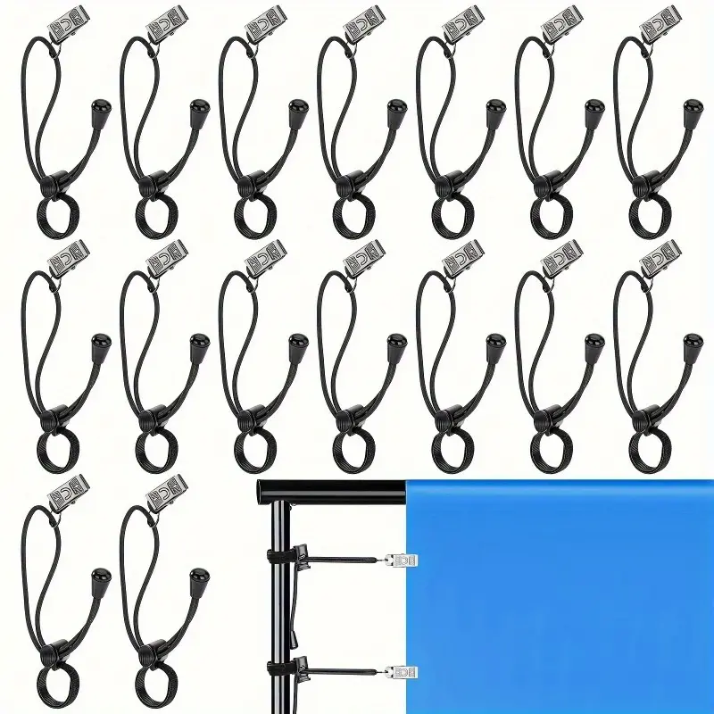 6pcs Photography Clips, Metal Spring Clamps with Stretchable Elastic Rope, for Photo Studio, Fine Mesh Fabric Backdrops, Background Supports