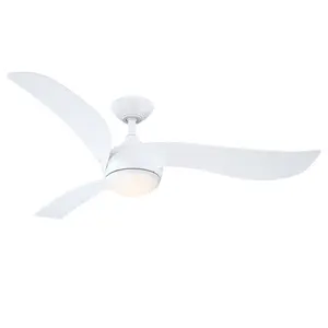 52" Phil White Ceiling Fan, Downrod Mount LED Light with Remote, Modern Reversible DC Motor for Bedroom Living Room