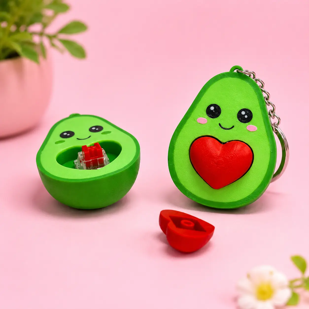 Avocado Clicker Keychain  | Cute Fidget Clicker | Anxiety Relief Sensory Toy | Desk Fidget | ADHD Focus Toy | Bag Charm Accessory