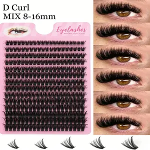 280 Clusters Of D Volume Fluffy DIY False Eyelashes 8-16mm Mixed Length Cosmetic Curly Lashes 60D Fluffy Individual Eyelash Clusters Segmented Pointed False Eyelashes Suitable For Makeup, Wedding/Bridal, Super Large Volume False Eyelashes