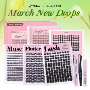 Hot Style Collection | Kisslily  Fairy, Flare, Plume, Muse,Flutter,Lush | Upgrade 2.0 Lashes With Ultra Dense, Waterproof, Long-Lasting Lashes | Beginner-Friendly DIY Lashes | Trendy & Must-Have Clusters