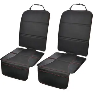 Seat Protector for Child  Seat, 2 Pack Carseat Protectors with Thick Padding and Non-Slip Backing, Protective Cover Mat for Vehicle Leather Upholstery (Black/Red) cute  seat car car wheel protector