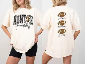 Custom Football Auntie Shirt with Name and Number – Personalized Game Day Tee for Proud Aunts, Unique Fall Football Gift for Her