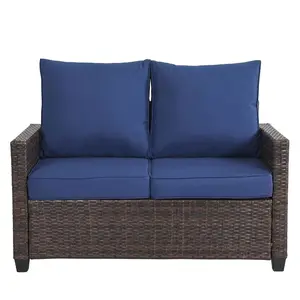 Third choice All-Weather 2-Seater Rattan Sofa – Deep Seat Patio Loveseat with Rustproof Steel Frame & Quick-Dry Cushions for Balcony & Poolside