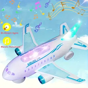Babywendy Control LED & Sound RC Electric Airplane Toy with Real Moving propellers - - Plane Suitable for & 3+ Years, White - Ideal Christmas/Halloween Gift for Toddlers &