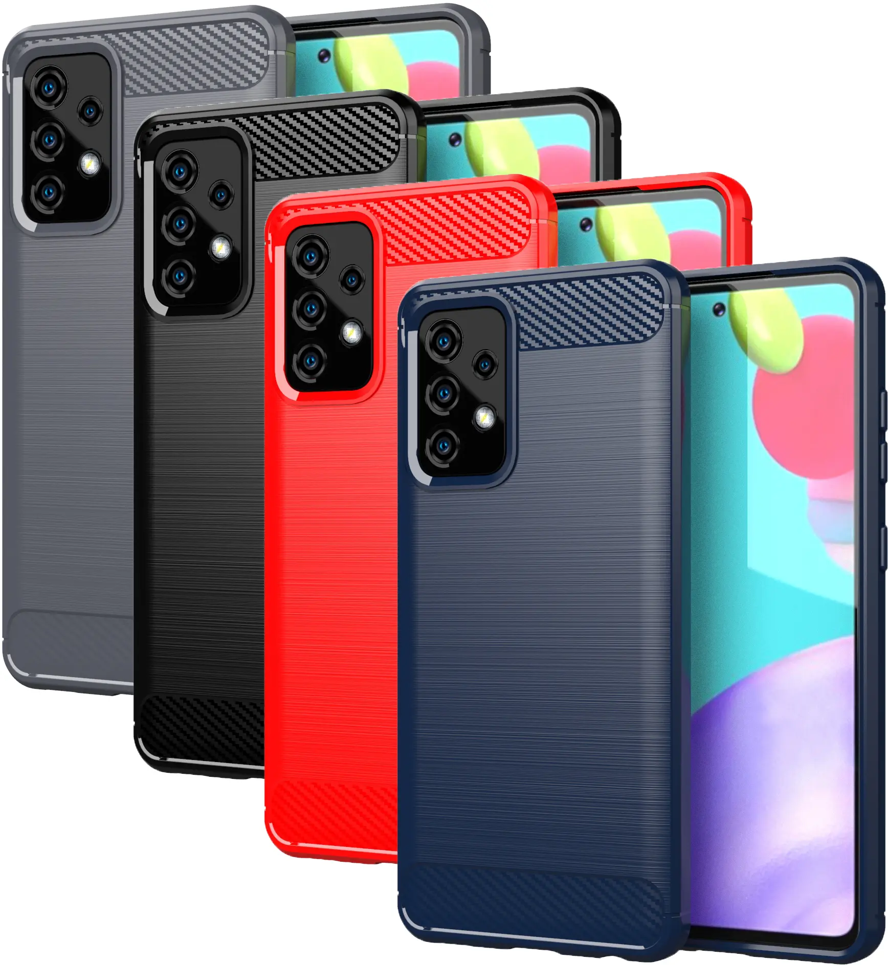 Case for Galaxy A52 5G, Nakedcellphone [CARBON FIBER SERIES] Flexible TPU Slim Phone Case Cover [Anti-Shock, Anti-Fingerprint] for Samsung Galaxy A52 5G Phone
