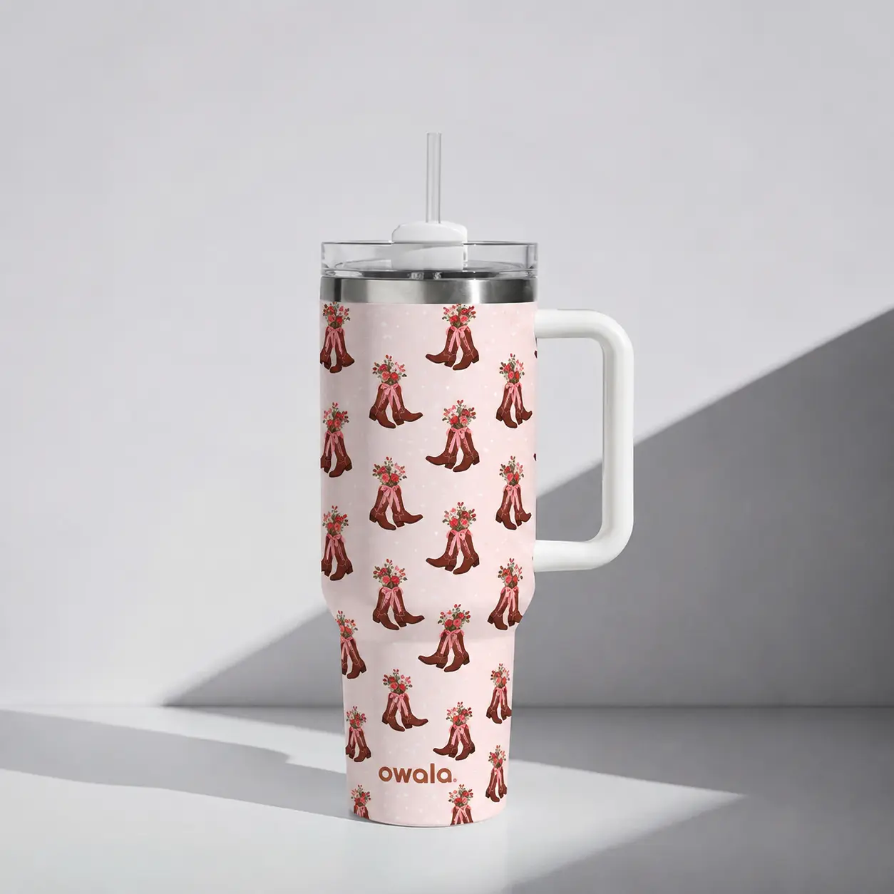 [Limited Edition 2026] Owala 40oz Cowgirl Coquette Insulated Tumbler with Handle – Leakproof Stainless Steel Travel Mug with Straw Lid for Gym, Car & Daily Hydration
