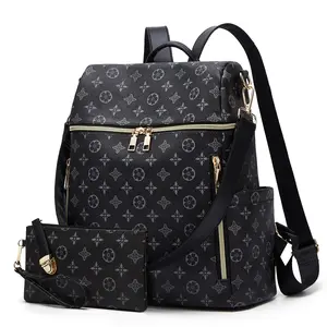 DAREIN Women's PU Leather Zip Backpack, Stylish Lightweight Female Adults' Multipurpose Fashion Handbag, Functional Travel Shoulder Bag