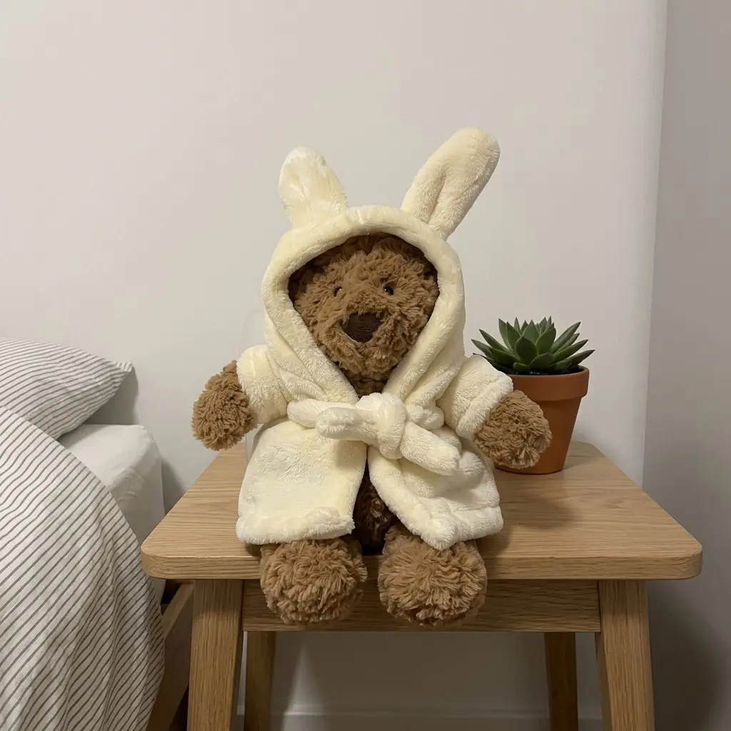 JELLYCAT Bartholomew Bear Bathrobe Premium Plush Teddy Bear with Removable Bunny Robe Soft Collectible Stuffed Animal Birthday Baby Shower Gift